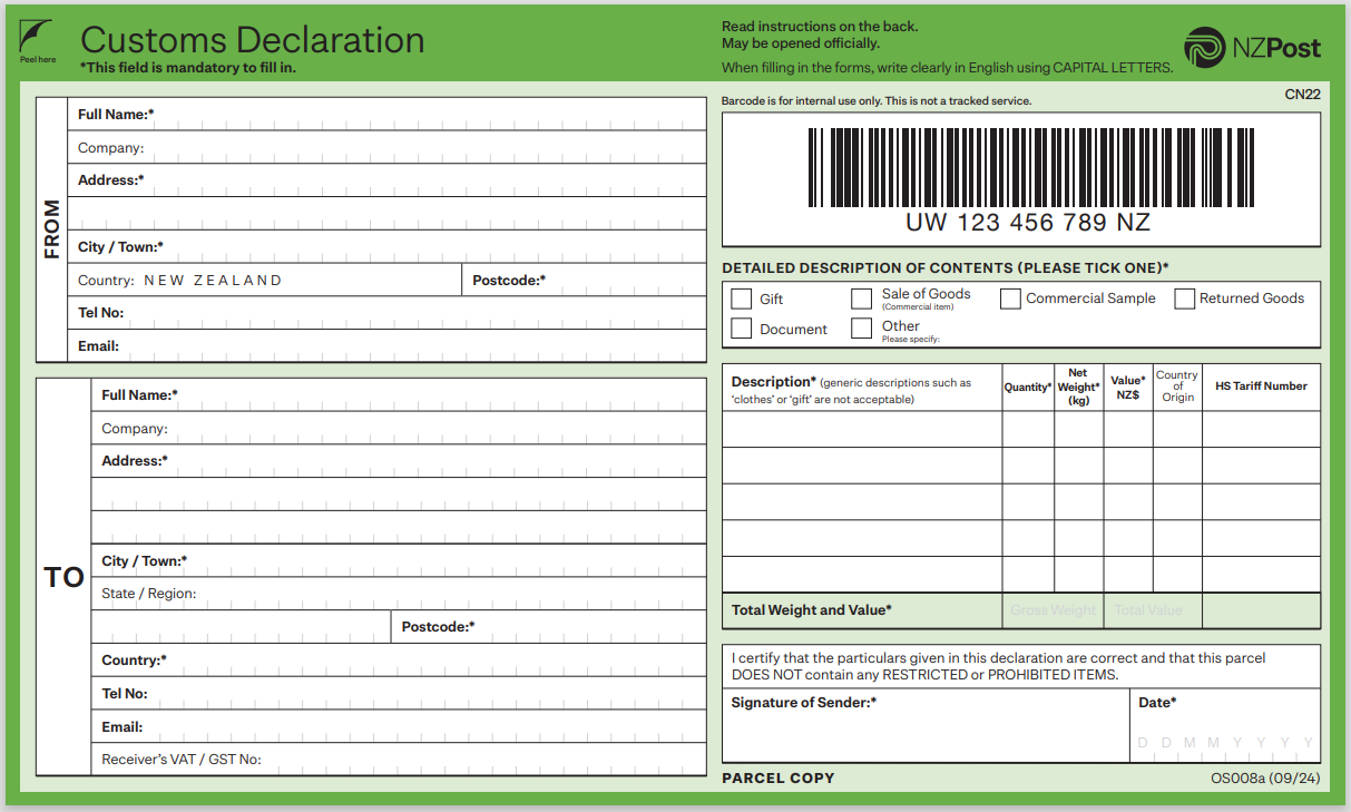 Customs Declaration (CN22)